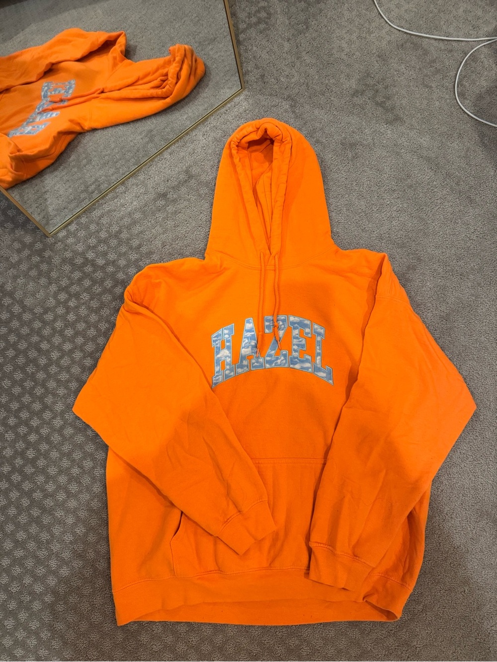 hazel Bright Orange Pullover Hoodie with Logo